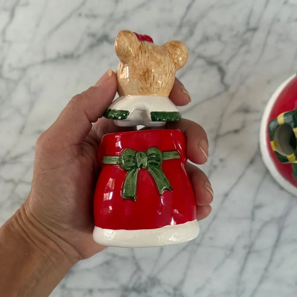 VTG Mrs Christmas Mouse Tea Set with Teapot, Sugar and creamer